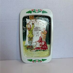 Vintage Christmas Metal Tray “A Merry Christmas Bright and Gay” Made in England